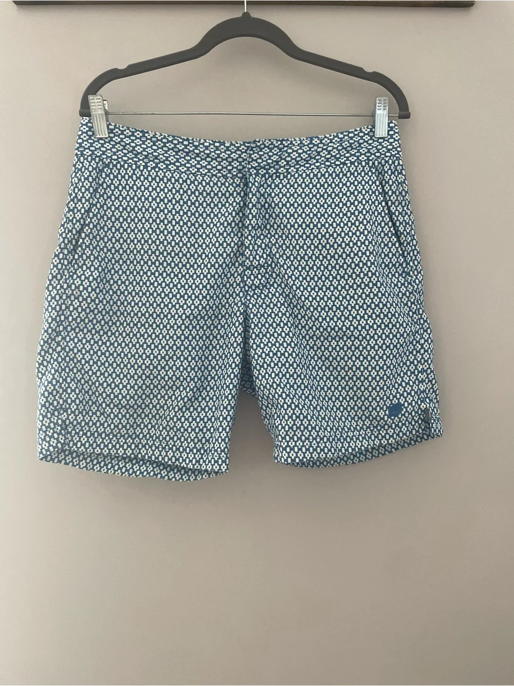 BANANA REPUBLIC Patterned Swim Trunks Blue Small